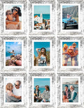 Vittanly 5x7 Picture Frames Set of 9, Shatter Resistant Plexiglass, Display 4x6 Pictures with Mat or 5x7 without Mat, Photo Frames for Wall or Tabletop, Engineered Wood, Distressed White-Ruum Studio Home