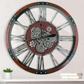Large Wall Clock for Living Room Decor, 27 Inches Oversized Vintage Wood Decorative Steampunk Farmhouse Wall Clock for Rustic, Retro, Industrial,Kitchen,Office,Working Gears-Ruum Studio Home