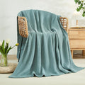 EMME Cotton Blanket Twin XL for Bed Soft Muslin Blankets 66"x90" Lightweight Breathable Layering Bedspread Coverlet All Season Gauze, Teal-Ruum Studio Home