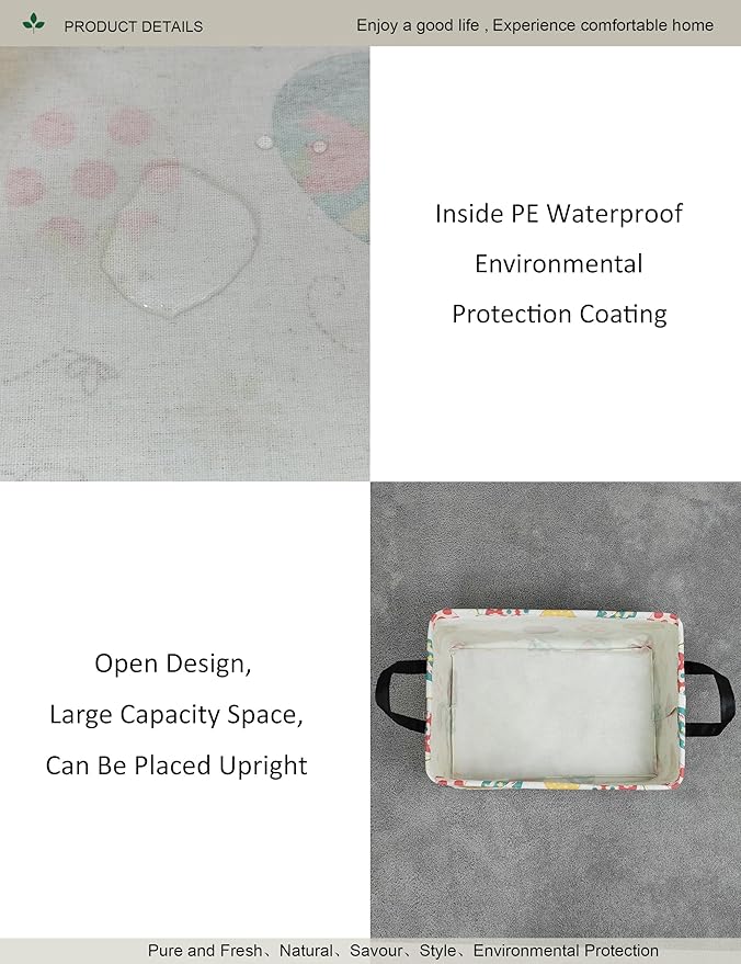 Rectangular Folding Laundry Basket,waterproof Canvas Basket,gift basket,Suitable for children's room,Office,Clothes,Toys Storage(Easter Eggs)-Ruum Studio Home