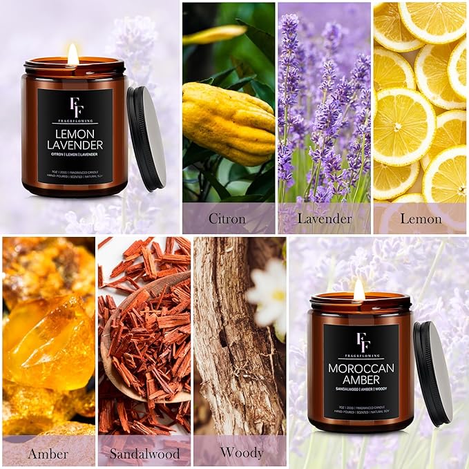 Scented Candles for Home Scented Aromatherapy Candles, 4 Pack 28 Oz Soy Wax Candle Gift Set for Women Men (Lemon Lavender/Vanilla Sugar/Sandalwood Rose/Moroccan Amber)-Ruum Studio Home