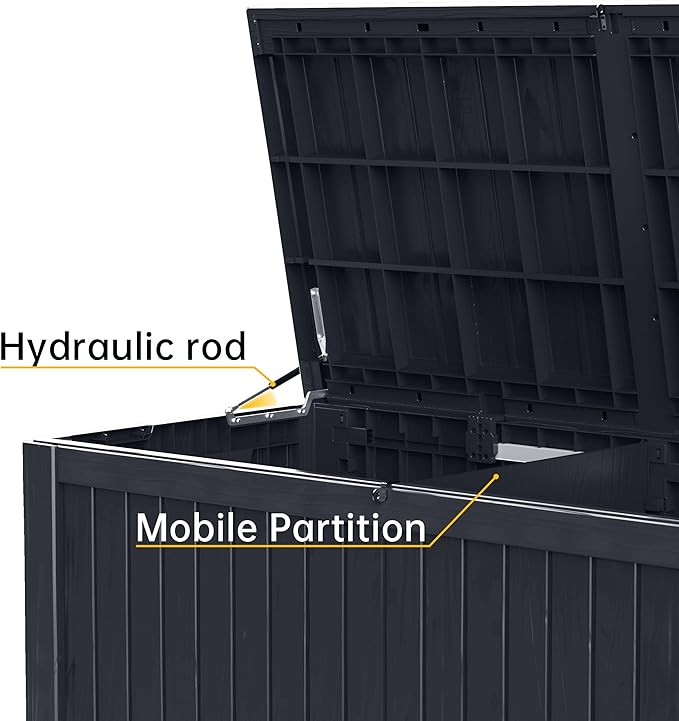 DRATO 180 Gallon Deck Box, Waterproof Resin Large Outdoor Storgae Box for Patio Furniture, Patio Cushions, Gardening Tools, Pool and Sports Supplies, Lockable-Ruum Studio Home