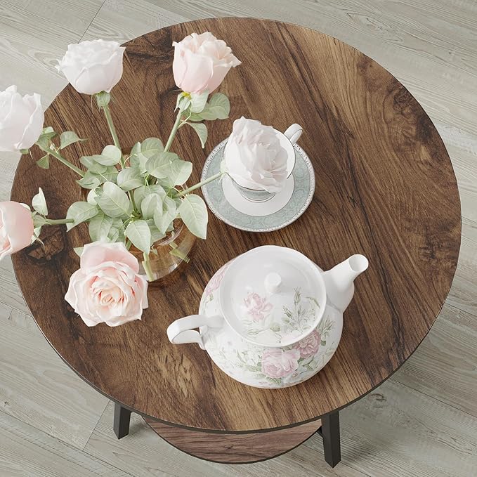 Side Table - Rustic End Couch Tables - Waterproof Metal Frame, Scratch-Resistant - Vintage Wood Color Tables for Sofa Living Room Bedroom Bedside Coffee Small Spaces-Ruum Studio Home