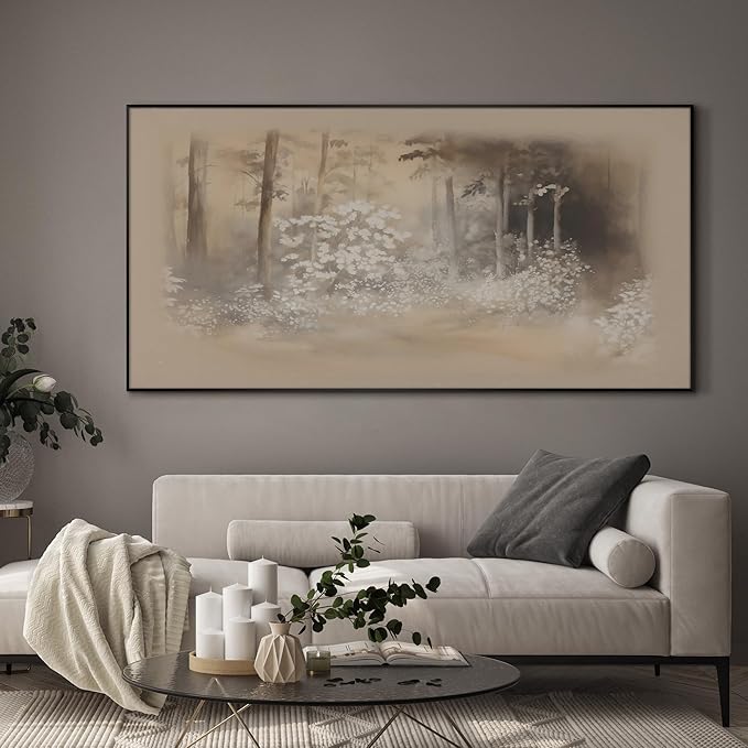 SIGNWIN 24"x46" Extra Large Framed Wall Art Misty Forest in Sepia Tones, Watercolor Woodland Landscape for Home Living Room Bedroom Decor (Frame Assembly Required)-Ruum Studio Home