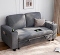 LINSY HOME Loveseat Sofa with Storage - Comfy Plush Corduroy 2 Seater Sofa with USB Charging & Cup Holders, Deep Seat Love Seat for Small Spaces Living Room Bedroom Apartment, Grey-Ruum Studio Home
