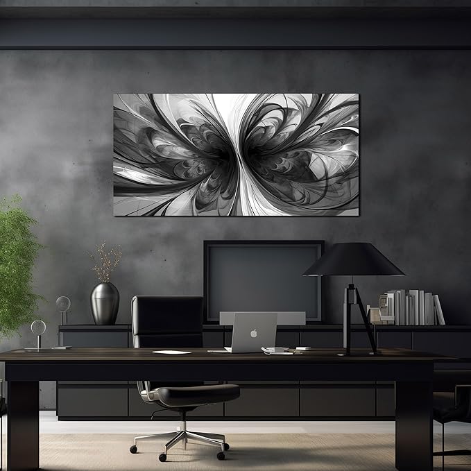 Black and White Pictures for Wall Abstract Art Wall Decor for Living Room Bedroom Office Wall Art 24 x 48 Inch-Ruum Studio Home