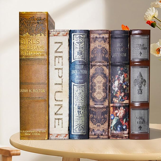 Decorative Storage Box for Home Decor - Vintage Faux Wood Book Box with Magnetic Lock, Hidden Jewelry & Remote Storage, Coffee Table Books Decor, Shelf Decor Accents (M Size, 10.2") -5-05-Ruum Studio Home