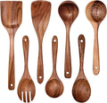 Wooden Non-Stick Kitchen Pan Toolset 7 Pieces Set,100% Natural Teak Kitchen Utensils Spatula, Wooden Cooking Utensils Spoons, Fried Spatula and Salad Fork-Ruum Studio Home