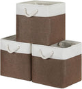 Bidtakay Collapsible Rustic Cube Storage - Brown Cloth Baskets with Handles, 13x13x13 Inch, Set of 3 Fabric Storage Bins-Ruum Studio Home