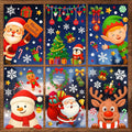 Christmas Window Clings - 9 Sheets 162 Pcs Cute Xmas Decorations for Winter Holiday Home Party Santa Reindeer Snowman Gingerbread Snowflake Stickers for Glass Double-Sided Static Window Decals-Ruum Studio Home