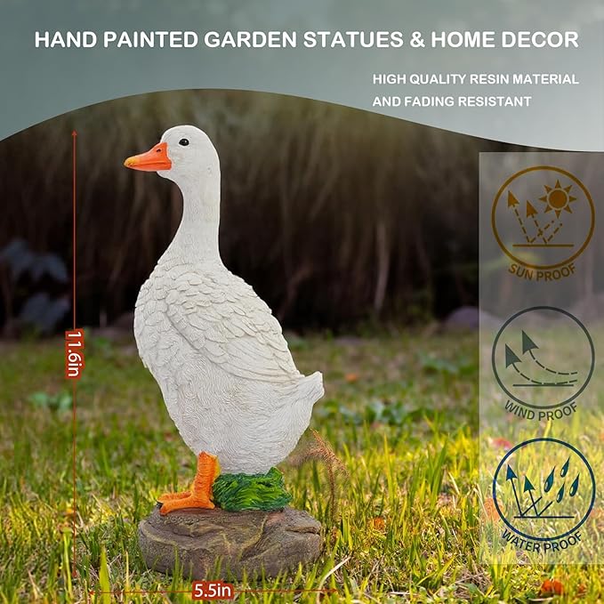 Elenon Goose Statue Garden Decorative, 11 inch High Adorable Flower Bed Outdoor Decor, Yard Patio Art Decor Sculptures Table Ornament-Ruum Studio Home