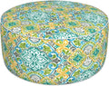 Inflatable Ottoman Stool D31 xH14 for Outdoor/Indoor Use, Water Repellent Patio Foot Rest Stool with Portable Handle,Round Pouf Ottoman Suitable for Garden,Deck and Camping - Damask Green-Ruum Studio Home