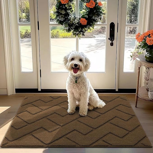 hicorfe Front Door Mat Outside Entrance,32"x40" Absorbent Muddy Dirt Resist Welcome Door Mats Outdoor Indoor,Stain and Fade Resistant,Non Slip Backing Entry Mat Doormat for Entryway(Dark Brown)-Ruum Studio Home