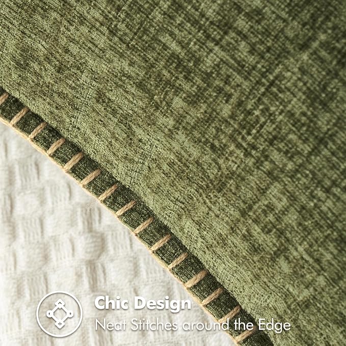 MIULEE Pack of 2 Couch Throw Pillow Covers 24x24 Inch Olive Green Farmhouse Decorative Pillow Covers with Stitched Edge Soft Chenille Solid Dyed Spring Pillow Covers for Sofa Bed Living Room-Ruum Studio Home