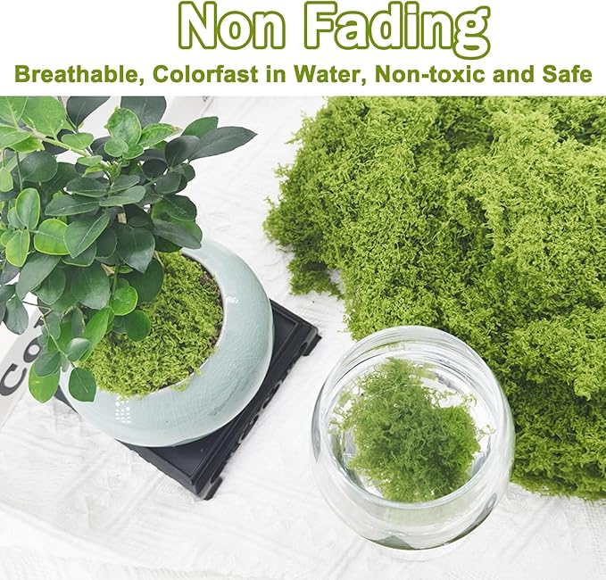 Potanro Faux Green Moss 5.3oz Artificial Fake Plant Moss Preserved Moss for Potted Plants Indoor Plants, Crafts, Planters, Bonsai Artifcial, DlY Floral Decorative Moss, Garden Wedding Decor-Ruum Studio Home
