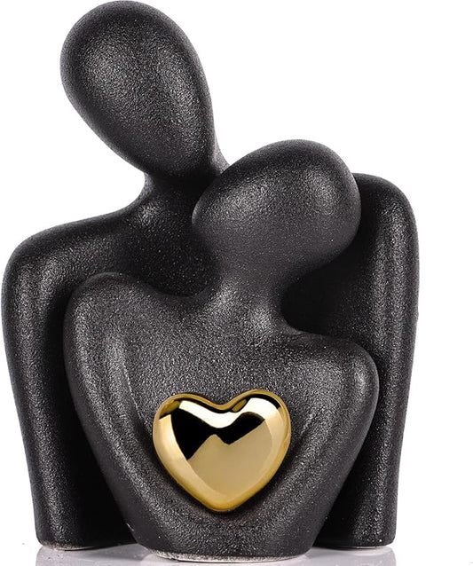 Mini Couple Statue Tv Stand Decor Items for Living Room,Bedroom Decor for Couples Sculpture Knick Knacks for Shelves,Gold Gifts for Valentine Anniversary Birthday,4.72in Show Pieces for Home Decor-Ruum Studio Home