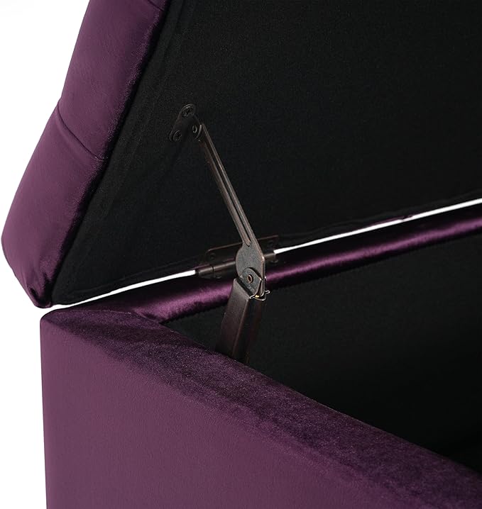 Christopher Knight Home Gloust Velvet Storage Ottoman, Upholstered Rectangular Storage Bench, Living Room Seating, Tufted BottonFoot Rest Stool for Home Office, Entryway and Bedroom, Purple-Ruum Studio Home