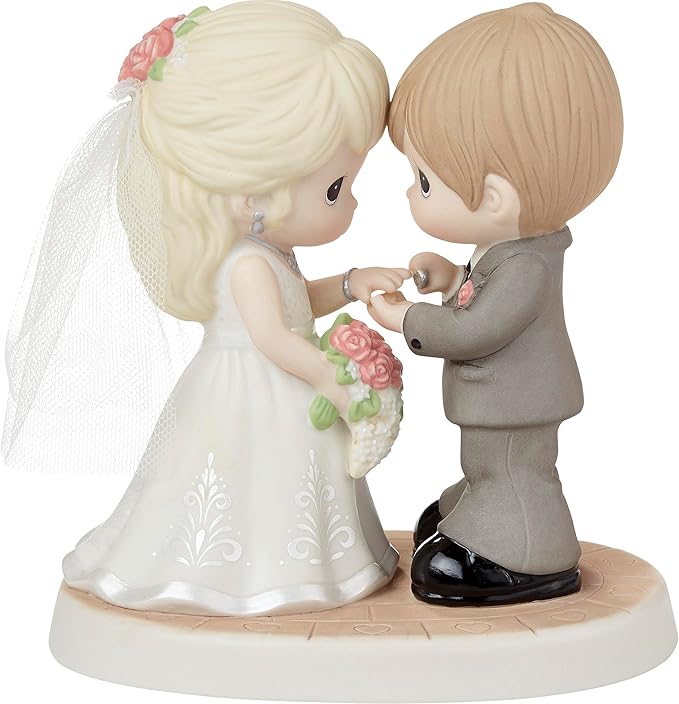 Precious Moments 222009 with This Ring, I Thee Wed Bisque Porcelain/Fabric Figurine-Ruum Studio Home