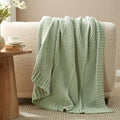 Amélie Home Chenille Knit Throw Blanket for Couch, Chevron Texture Decorative Soft Blanket for Sofa, Bed & Chair, 50"x60", Sage Green-Ruum Studio Home