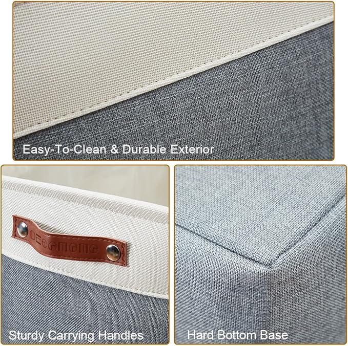 DECOMOMO Storage Baskets for Shelves - Fabric Closet Organizers and Storage Bins, Perfect Baskets for Organizing Closet Toys Nursery (Slate Grey and White, XL - 3 Pack)-Ruum Studio Home