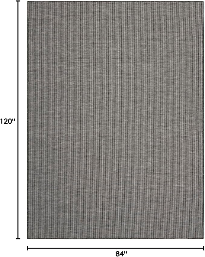 Nourison Positano Indoor-Outdoor Charcoal 7' x 10' Area Rug, Easy Cleaning, Non Shedding, Bed Room, Living Room, Dining Room, Backyard, Deck, Patio (7x10)-Ruum Studio Home