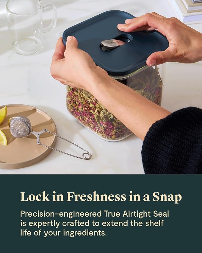 Caraway 2.5qt Glass Airtight Food Storage Container with Lid – Non-Toxic, BPA-Free Kitchen Storage Container – Stackable, Space-Saving Airtight Container for Dry Goods and More - Gray-Ruum Studio Home