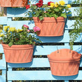 Sungmor Wall Hanging Planters,11.5 Inch Hanging Flower Pots for Railing Fence - Indoor Outdoor Balcony Wall Hanging Basket, Plastic Plant Pot Container - Half Round & 3PC Pack & Brick Red-Ruum Studio Home