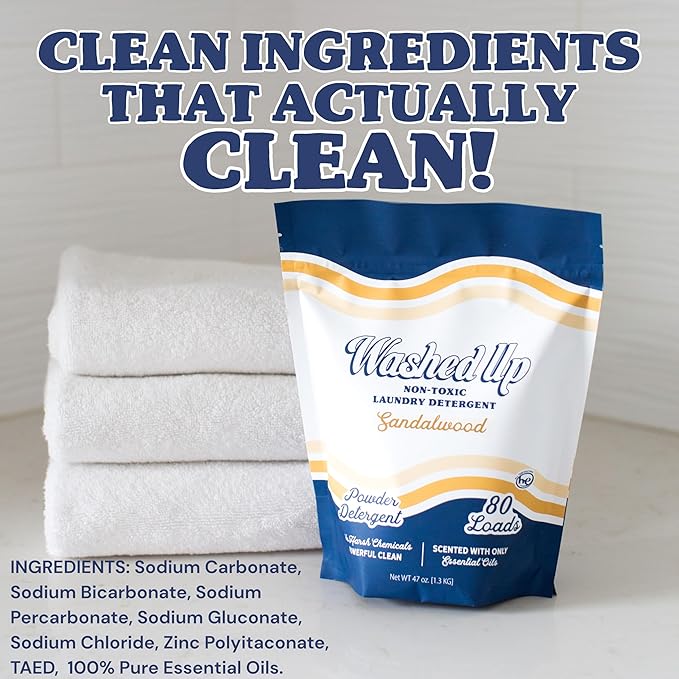 Sandalwood Laundry Detergent Powder | Only 100% Pure Essential Oils | Safe for Sensitive Groups | Powerful Clean | Plant & Mineral-Based | Made in USA | 3lbs-Ruum Studio Home