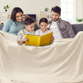 PHF 100% Cotton Waffle Blanket Oversized King 120"x120", Lightweight Breathable Extra Large 10'x10' Summer Blankets for Bed, Giant Big Luxury Aesthetic Woven Bedding for Home Decor, Undyed-Ruum Studio Home