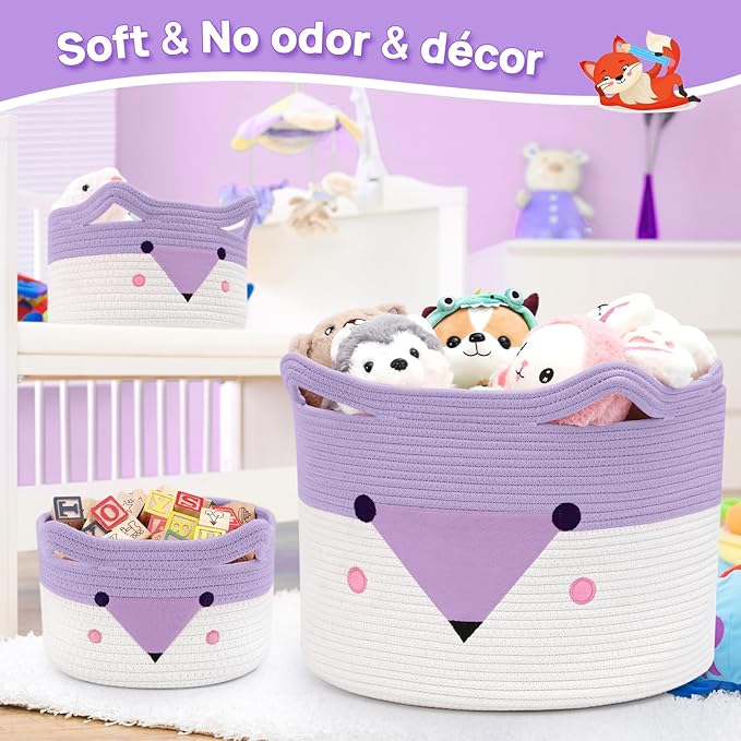 Large Baby Basket Toy Storage 3 Pack, (20"x13.8") Woven Baby Laundry Basket, Stuffed Animal Storage.-Ruum Studio Home