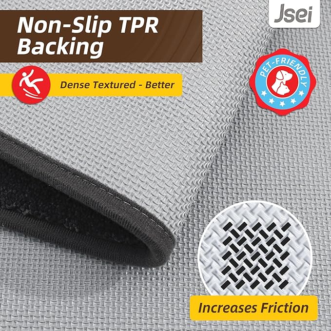 JSEI Entryway Rugs Doormat 24"x36", Non-Slip Dirt Trapper Door Mats Indoor, Washable Absorbent and Stain Resist Welcome Floor Mat for Front Door, Dog Door Mat, Muddy Wet Shoes & Paws, Dark Grey-Ruum Studio Home
