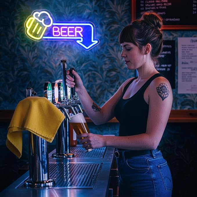 Beer Neon Signs Led Beer Neon Sign for Wall Decor Dimmable Bar Led Sign Neon Sign for Man Cave Bedroom Home Bar Shop Pub Bistro Party Game Room Decor Gifts-Ruum Studio Home