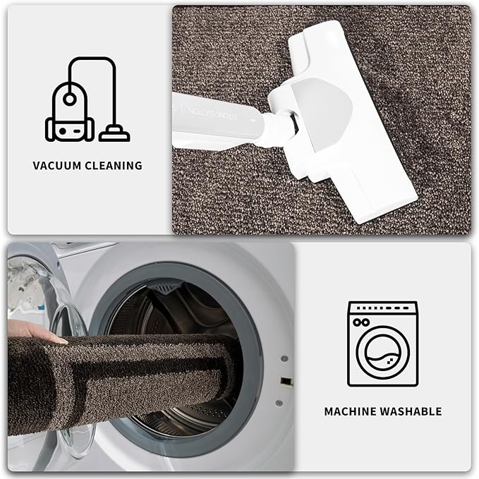 PURRUGS Dirt Trapping Door Mat 24" x 70", Non-Slip/Skid Machine Washable Entryway Rug, Shoes Scraper, Area Rug, Super Absorbent Welcome Mat for Muddy Wet Shoes and Paws, Grayish Brown & Coffee-Ruum Studio Home