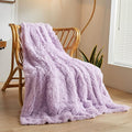 XeGe Luxury Faux Fur Throw, Light Purple Soft 50x60 Fluffy Blanket, Shaggy Plush Decorative Couch Throw, Cute Furry Fuzzy Office Lap Blanket for Bedroom Living Room Lavender-Ruum Studio Home