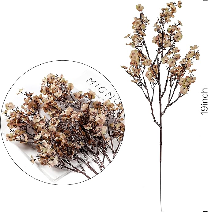 Sggvecsy 15 Pcs Babys Breath Artificial Flowers Gypsophila Bouquets Bulk Real Touch Fake Silk Flowers for Home DIY Floral Arrangement Table Centerpiece Fall Thanksgiving Autumn Decoration (Skin Brown)-Ruum Studio Home