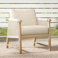 CHITA Boho Patio Rattan Chair, Outdoor Wicker Chair with 7.1″ Thickened Cushions Acacia Wood Frame(Cream)-Ruum Studio Home