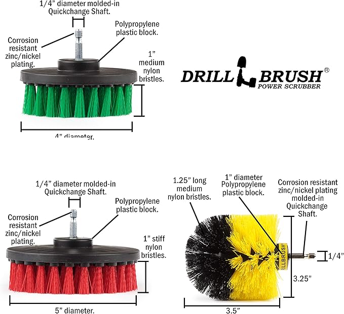 The Ultimate Drill Brush Cleaning Supplies Kit - Bathroom Accessories - Shower Cleaner - Bath Mat - Kitchen Accessories - Grout Cleaner - Dish Brush Set - Stove, Oven, Sink, Outdoor Drill Scrubber-Ruum Studio Home