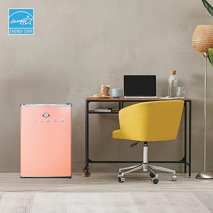 IBCR25BLS Compact, Energy Star Certified Small, Single Door Mini Fridge with Freezer Refrigerator, Large (2.5 cu ft), Blush Red-Ruum Studio Home