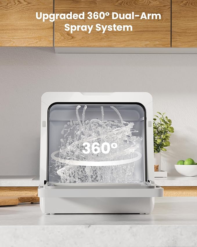 HAVA 2025 NEW Upgraded Countertop Dishwasher with Water Softener and Enhanced Energy Efficiency, Portable Dishwasher with 8 Wash Programs, Child Lock & Delayed Start Function, No Installation Needed-Ruum Studio Home