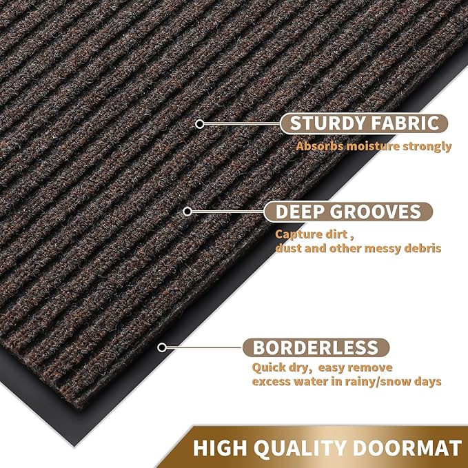 Yimobra Front Door Mat Outdoor Indoor Entrance, 100% Waterproof All-Season All Weather Doormat, Welcome Matt Outside Entry, Non Slip, Low Profile, Heavy Duty Patio Porch Floor Mats,36 x 24-Ruum Studio Home