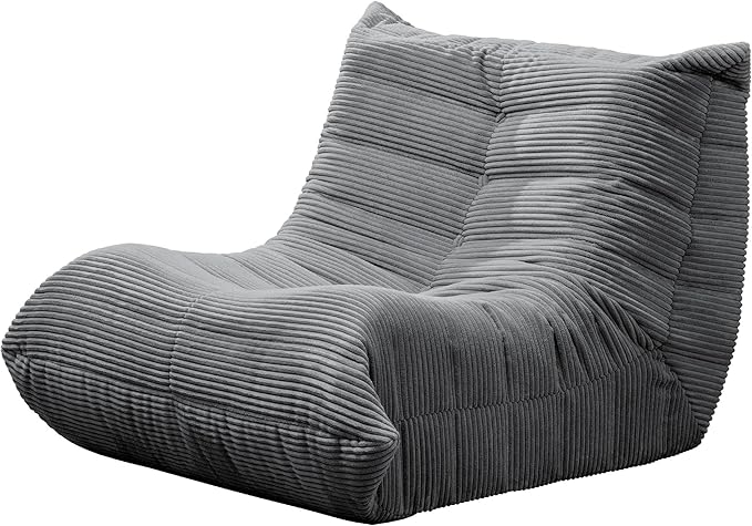 Bean Bag Chairs for Adults Giant Bean Bag Chair Memory Foam BeanBag Chair Big Bean Bag Sofa with Filler Faux Fur Fireside Beanbags Lazy Sofa for Living Room Bedroom Dorm Office (Grey Corduroy)-Ruum Studio Home