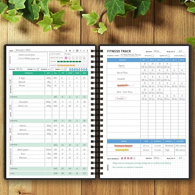 Wellness Planner & Fitness Log - Daily Diet & Health Journal with Weight Loss, Wellness Journal Notebook for Tracking Fitness, Sleep, Nutrition, Meal, Habits, A5(5.8 x 8.6 inch) (Black Golden)-Ruum Studio Home