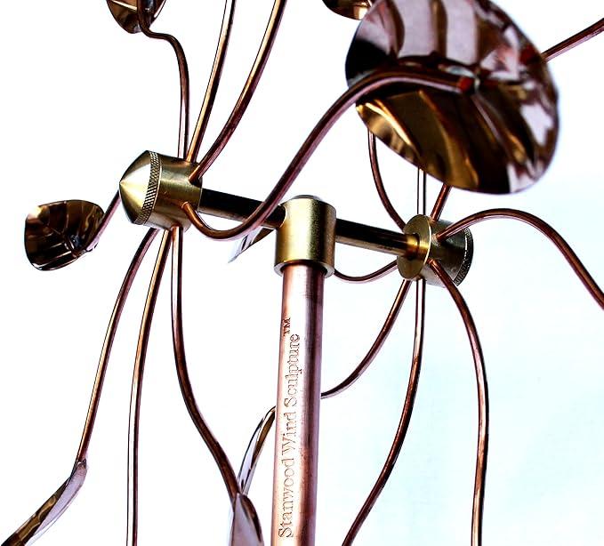 Stanwood Wind Sculpture Kinetic Copper Wind Sculpture, Dual Spinner Spinning Ficus Leaves-Ruum Studio Home