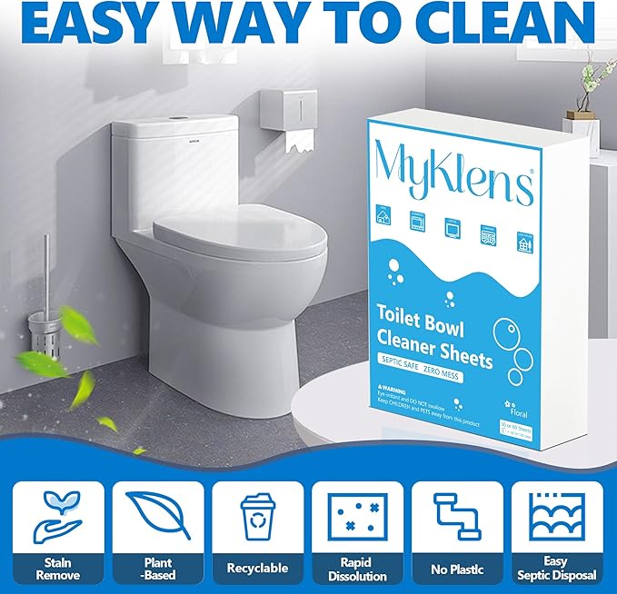 Toilet Bowl Cleaner Sheets, Natural Toilet Bowl Cleaner Strips, Eco-Friendly, Removes Stains & Odors, Non Toxic, Plastic Free, Septic Safe, Ideal Toilet Bowl Cleaner, 120 Uses-Ruum Studio Home