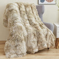 GONAAP Fuzzy Faux Fur Throw Blanket Twin Size Tie-dye Beige Super Soft Cozy Plush Fuzzy Shaggy Blanket for Couch Sofa Bed (Tie-dye Beige, Twin(60"x80"))-Ruum Studio Home