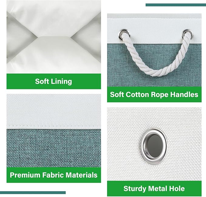 Bidtakay Large Storage Baskets for Shelves 3 Pack Fabric Storage Bins for Organizing Linen Collapsible Organizer for Closet-Deep Green-Ruum Studio Home