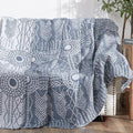 jinchan Boho 100% Cotton Muslin 50x60 Throw Blanket Lightweight 3-Layer Blue Blanket Washable Reversible Breathable Decorative Geometric Striped Patterned Soft Cozy for Sofa Bed All Season Gift-Ruum Studio Home