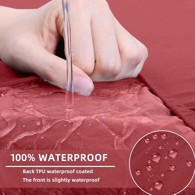hyha Waterproof Couch Cushion Covers, Stretch Sofa Couch Seat Slipcover for Dog Washable, Non-Slip Waterproof Outdoor Cushion Covers for Patio Furniture Replacement (3 Pieces, Wine Red)-Ruum Studio Home