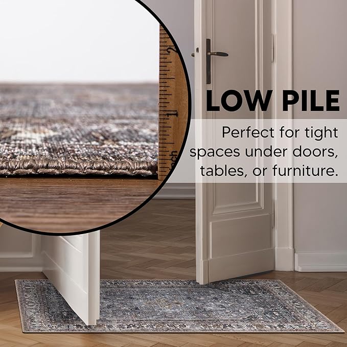 Keen Home Design 2x3 Rug - Machine Washable Entry Rug with Non-Slip Backing, Ideal for Enteryway, Kitchen, Bathroom, Laundry Room - Vintage, Easy Clean, Durable, Low Pile Rug - (2' x 3')-Ruum Studio Home