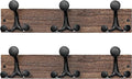 SKOLOO 17-Inch Wood Burnt Coat Rack Wall Mount with 3 Triple Hooks - Ideal for Family Entrances, Classrooms, and Pet Supplies Storage - Perfect Coat Hooks for Wall, Pack of 2-Ruum Studio Home